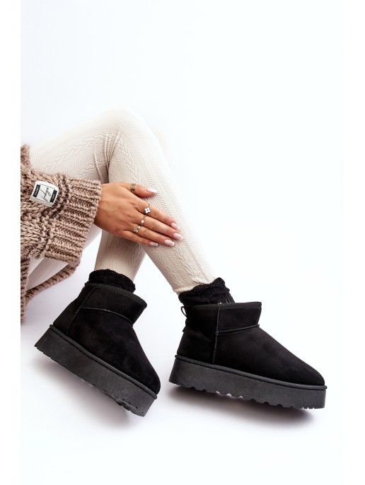 Moteriški sniego batai ant platformos, iškloti kailiu juodu Xamella Moteriški sniego batai ant platformos, iškloti kailiu juodu Xamella