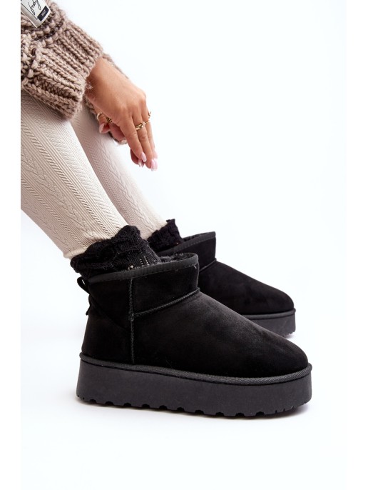 Moteriški sniego batai ant platformos, iškloti kailiu juodu Xamella Moteriški sniego batai ant platformos, iškloti kailiu juodu Xamella