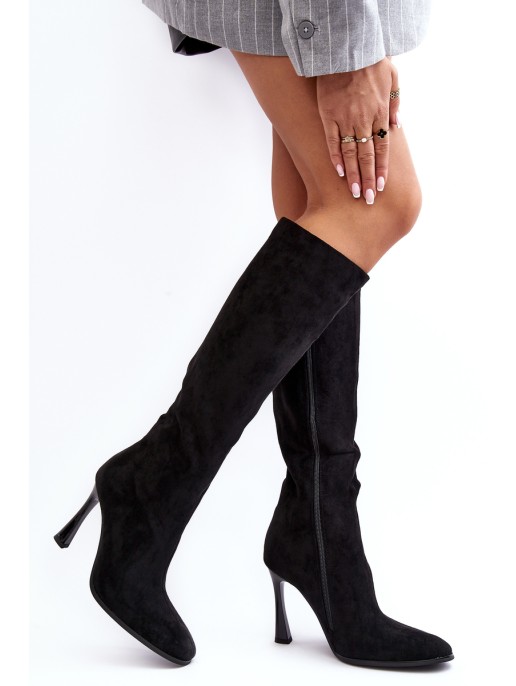 Moteriški batai su kailiu pamušalu juodi Isot Moteriški batai su kailiu pamušalu juodi Isot