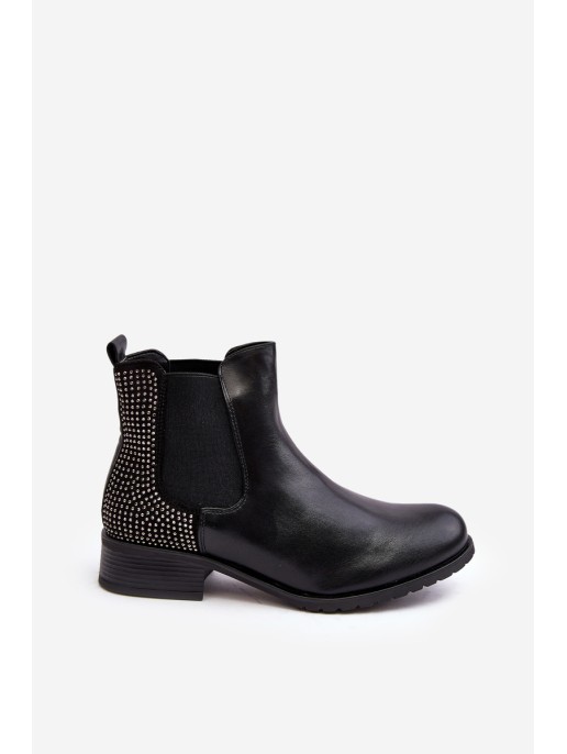 Women's Low Boots Ankle Boots with Embellishment Black Donname Women's Low Boots Ankle Boots with Embellishment Black Donname