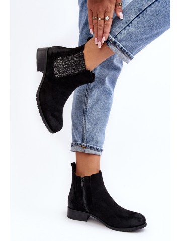 Women's Ankle Boots on Flat Heel Black Sauamia 2