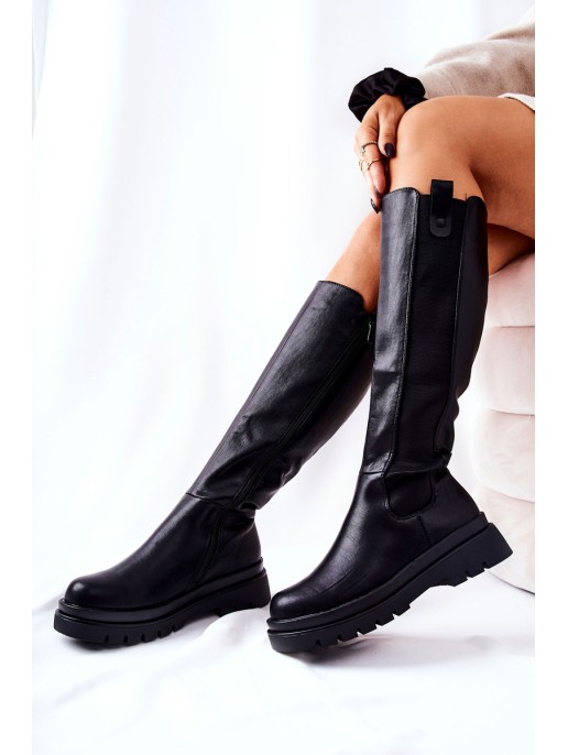 Warmed leather boots Black Panaris