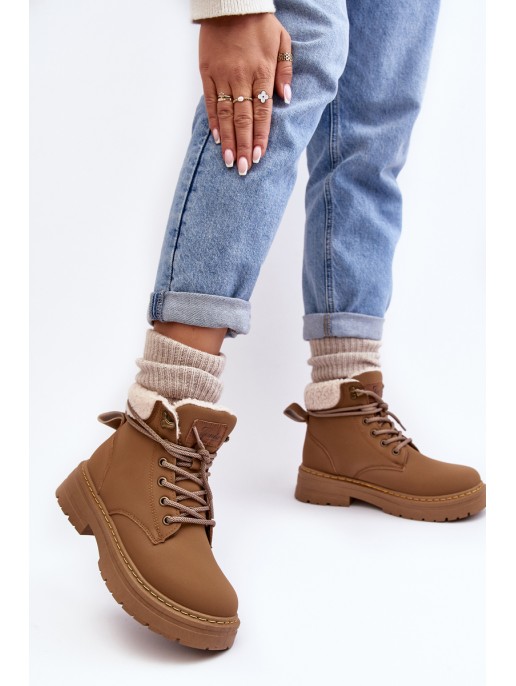 Women's Leather Trappers with Fur Brown Lynnvia