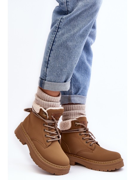 Women's Leather Trappers with Fur Brown Lynnvia