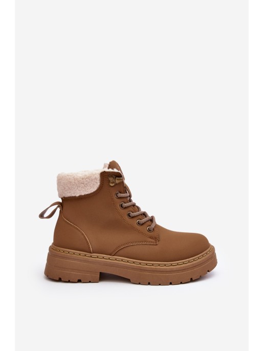 Women's Leather Trappers with Fur Brown Lynnvia