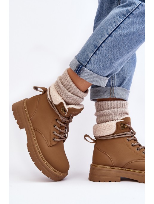 Women's Leather Trappers with Fur Brown Lynnvia