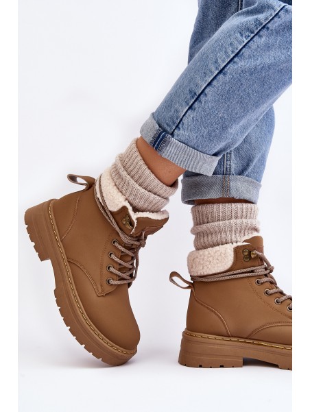 Women's Leather Trappers with Fur Brown Lynnvia