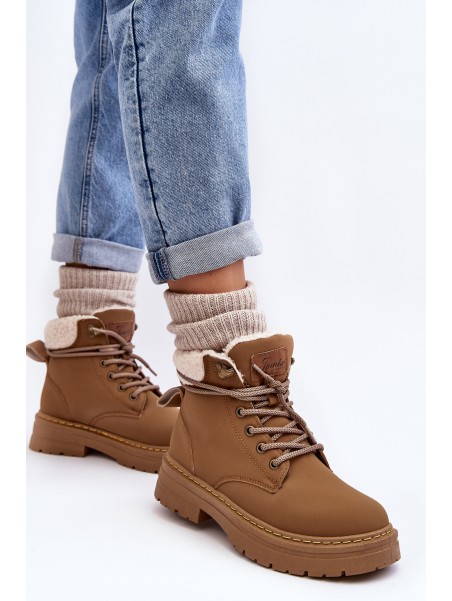 Women's Leather Trappers with Fur Brown Lynnvia