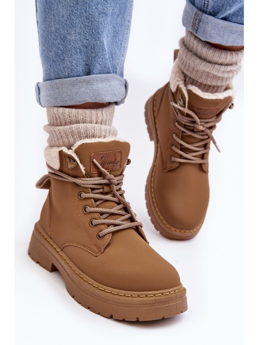 Women's Leather Trappers with Fur Brown Lynnvia