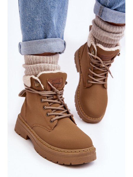 Women's Leather Trappers with Fur Brown Lynnvia