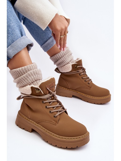 Women's Leather Trappers with Fur Brown Lynnvia