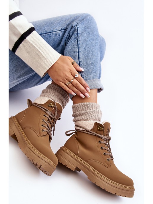 Women's Leather Trappers with Fur Brown Lynnvia