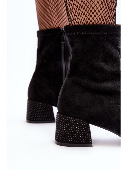 Women's Low Heel Boots with Embellishment Black Vissias Women's Low Heel Boots with Embellishment Black Vissias
