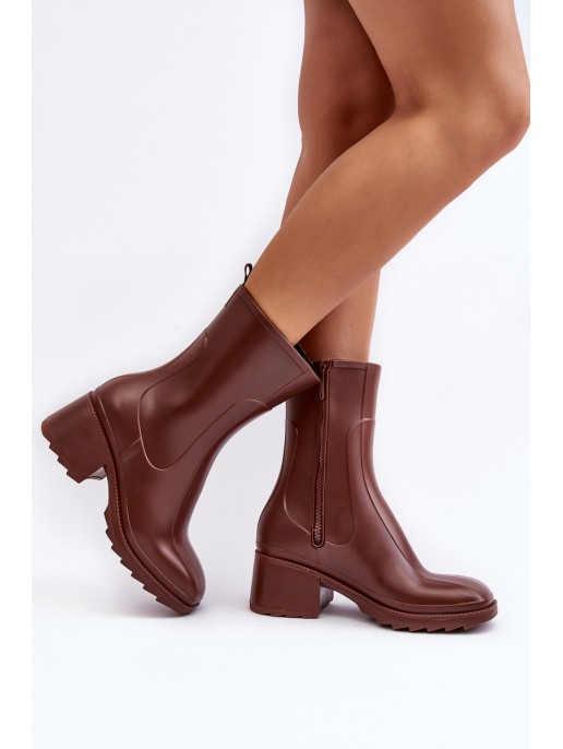 Women's Matte Boots Botki On Heel Brown Bertaida Women's Matte Boots Botki On Heel Brown Bertaida