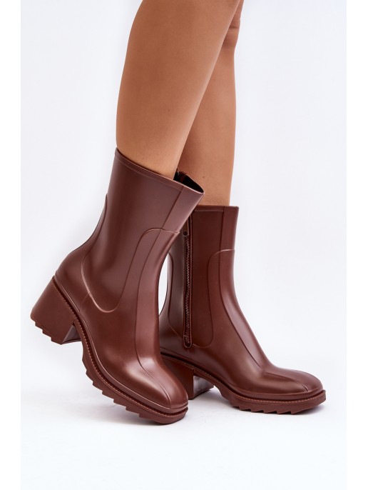 Women's Matte Boots Botki On Heel Brown Bertaida Women's Matte Boots Botki On Heel Brown Bertaida