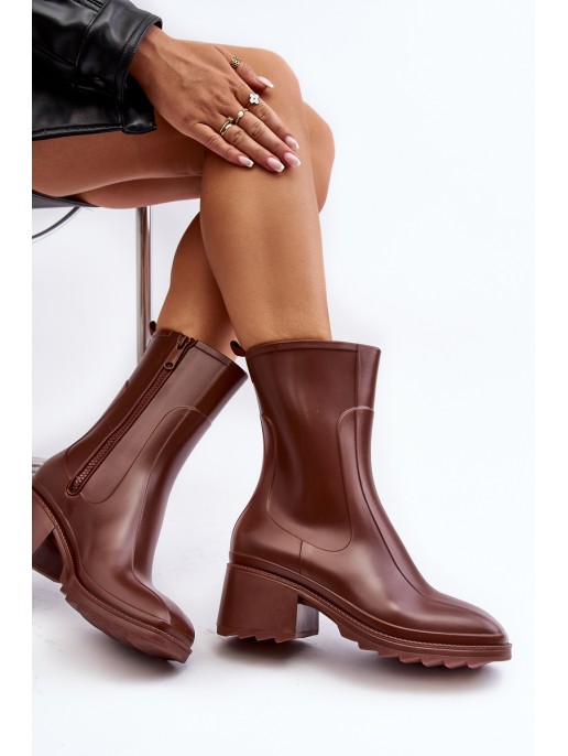 Women's Matte Boots Botki On Heel Brown Bertaida Women's Matte Boots Botki On Heel Brown Bertaida
