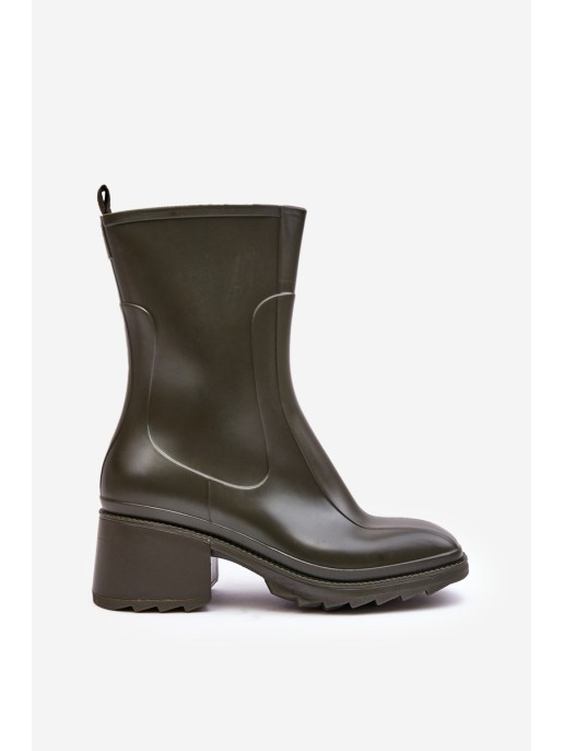 Women's Matte Wellies Boots On Heel Dark Green Bertaida Women's Matte Wellies Boots On Heel Dark Green Bertaida