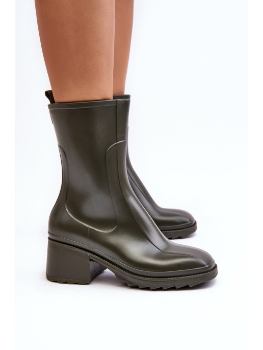 Women's Matte Wellies Boots On Heel Dark Green Bertaida Women's Matte Wellies Boots On Heel Dark Green Bertaida