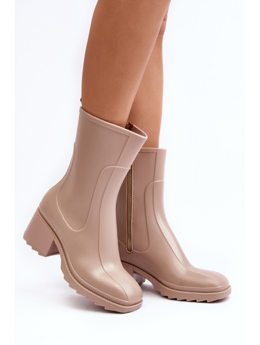 Women's Matte Boots Botki On Heel Beige Bertaida Women's Matte Boots Botki On Heel Beige Bertaida