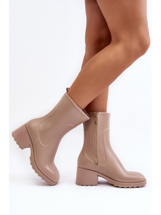 Women's Matte Boots Botki On Heel Beige Bertaida Women's Matte Boots Botki On Heel Beige Bertaida