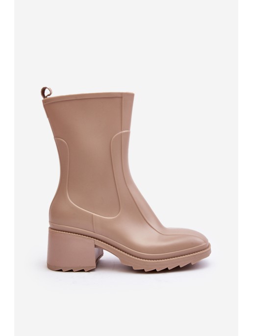 Women's Matte Boots Botki On Heel Beige Bertaida Women's Matte Boots Botki On Heel Beige Bertaida
