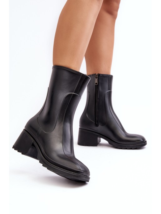 Women's Matte Boots Botki On Heel Black Bertaida Women's Matte Boots Botki On Heel Black Bertaida