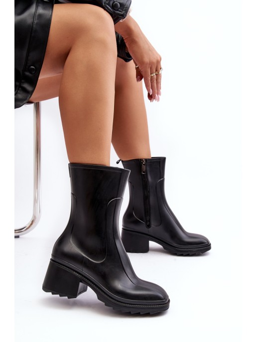 Women's Matte Boots Botki On Heel Black Bertaida Women's Matte Boots Botki On Heel Black Bertaida