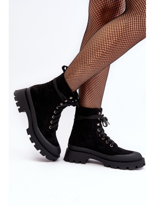Women's Lace-up Trapery Boots Black Gordts Women's Lace-up Trapery Boots Black Gordts