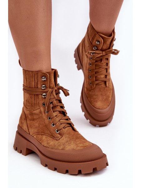 Women's Trapper Lace-Up Boots Camel Gordts