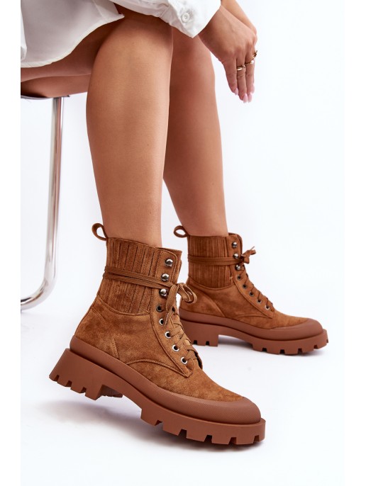 Women's Trapper Lace-Up Boots Camel Gordts