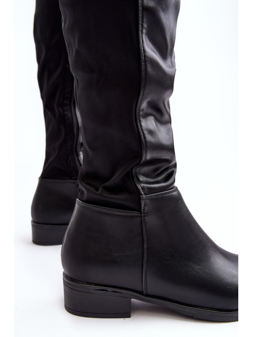 Women's Leather Knee-High Boots SBarski HY27098A Black Women's Leather Knee-High Boots SBarski HY27098A Black