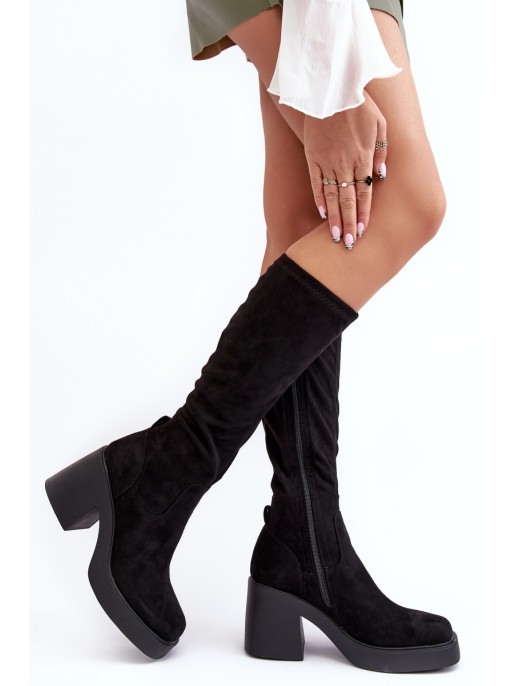 Women's Over-the-Knee Boots on a Chunky Heel D&A SN622-10A Black Women's Over-the-Knee Boots on a Chunky Heel D&A SN622-10A Black