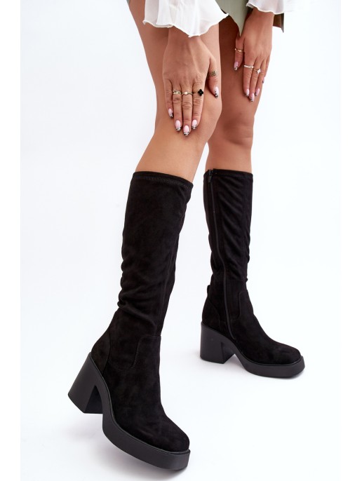 Women's Over-the-Knee Boots on a Chunky Heel D&A SN622-10A Black Women's Over-the-Knee Boots on a Chunky Heel D&A SN622-10A Black