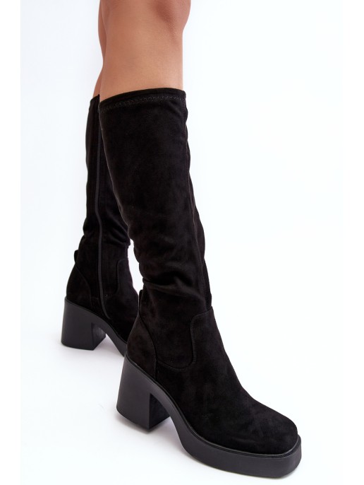 Women's Over-the-Knee Boots on a Chunky Heel D&A SN622-10A Black Women's Over-the-Knee Boots on a Chunky Heel D&A SN622-10A Black