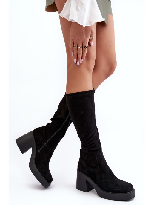 Women's Over-the-Knee Boots on a Chunky Heel D&A SN622-10A Black Women's Over-the-Knee Boots on a Chunky Heel D&A SN622-10A Black