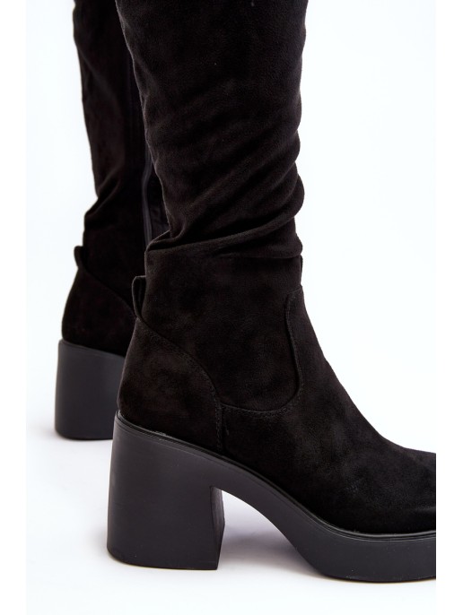 Women's Over-the-Knee Boots on a Chunky Heel D&A SN622-10A Black Women's Over-the-Knee Boots on a Chunky Heel D&A SN622-10A Black