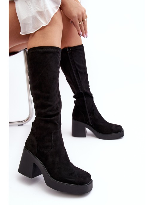 Women's Over-the-Knee Boots on a Chunky Heel D&A SN622-10A Black Women's Over-the-Knee Boots on a Chunky Heel D&A SN622-10A Black