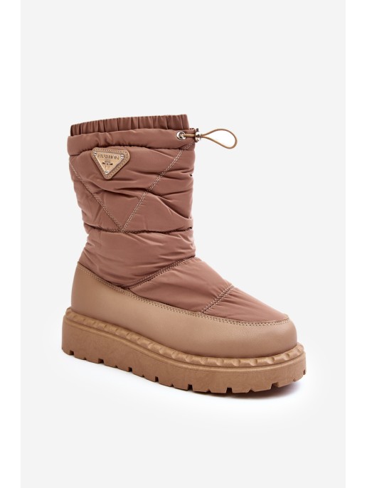 Women's snow boots on thick sole in dark beige Lureta