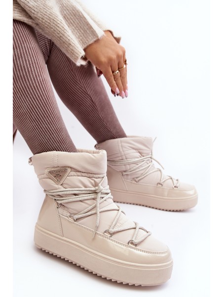 Moteriški sniego batai su platforma ir smėlio spalvos Fleure kaklaraiščiu