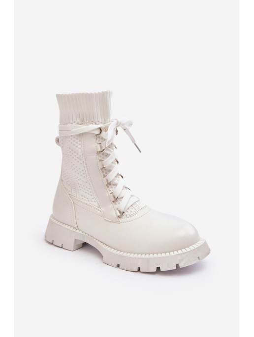 Women's lace-up ankle boots with white socks Gentiana