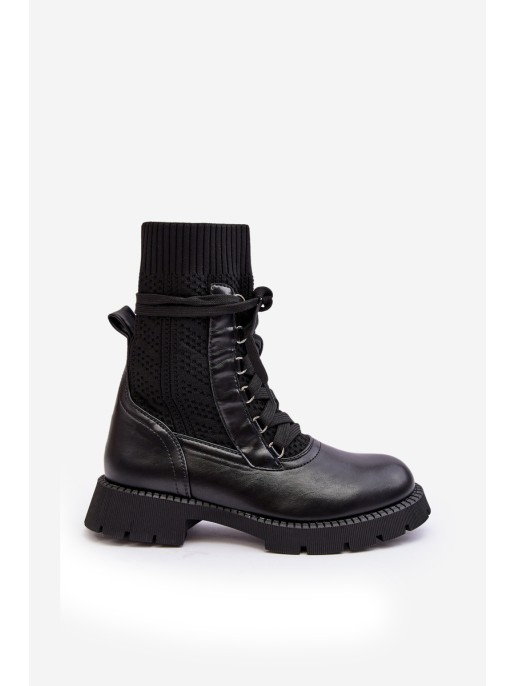 Women's lace-up ankle boots with sock black Gentiana Women's lace-up ankle boots with sock black Gentiana