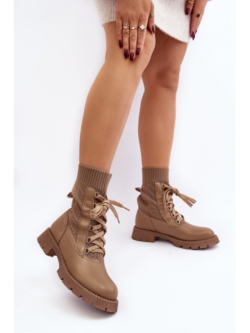 Women's lace-up ankle boots with light beige sock Gentiana 2