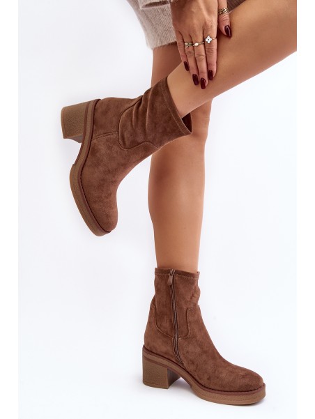 Women's Ankle Boots with Chunky Heel Brown Argastis