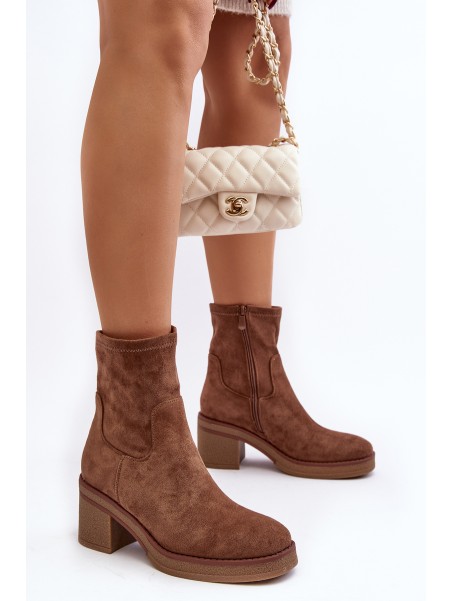 Women's Ankle Boots with Chunky Heel Brown Argastis
