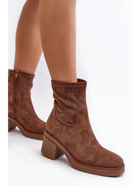 Women's Ankle Boots with Chunky Heel Brown Argastis
