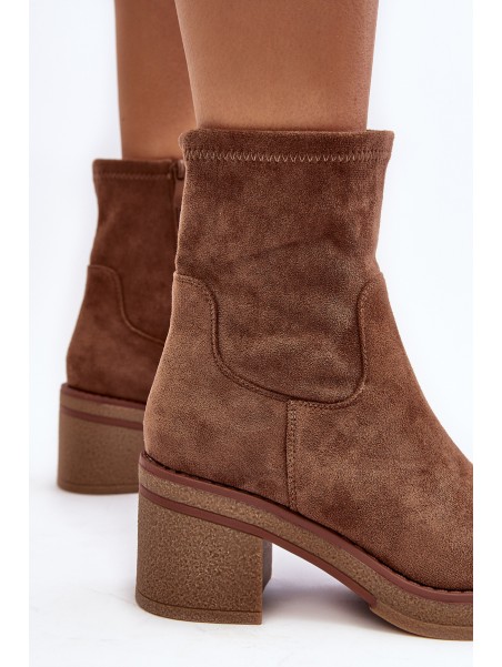 Women's Ankle Boots with Chunky Heel Brown Argastis