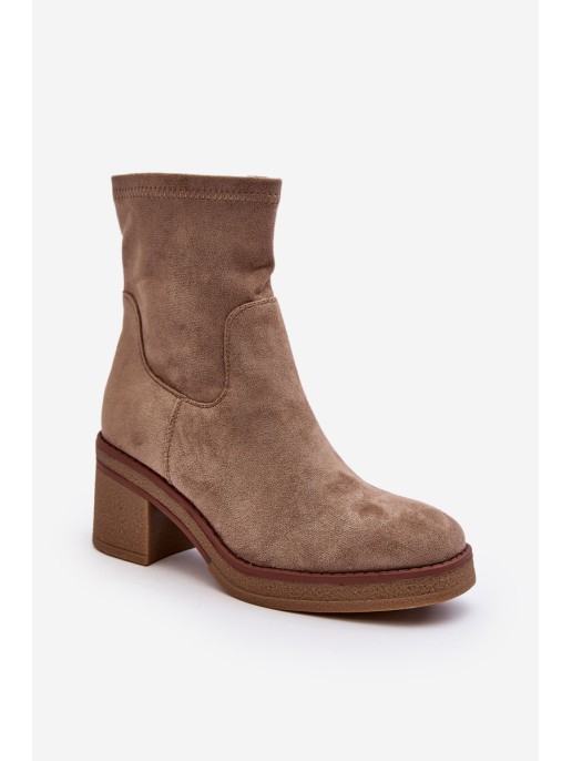 Women's Ankle Boots with Block Heel Beige Argastis