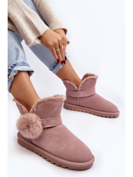 Pink Women's Suede Snow Boots with Cutouts Eraclio