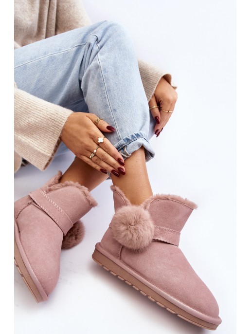 Pink Women's Suede Snow Boots with Cutouts Eraclio