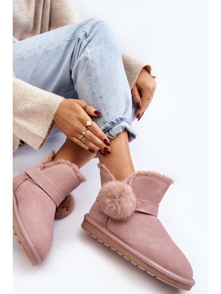 Pink Women's Suede Snow Boots with Cutouts Eraclio